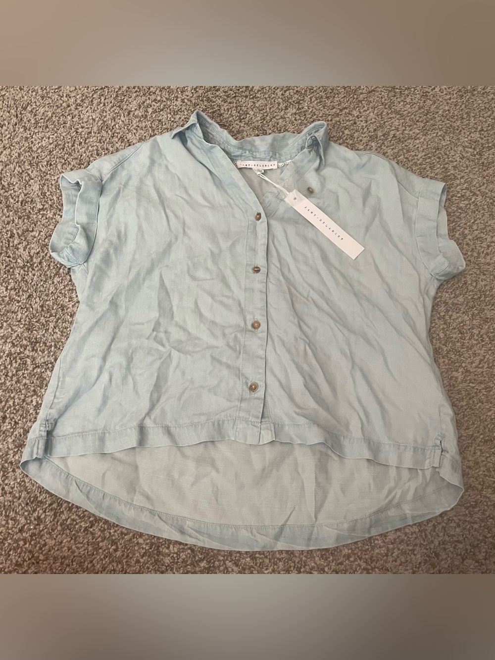 Jane + Delancey Button Down Top Cuffed Short Sleeve XS